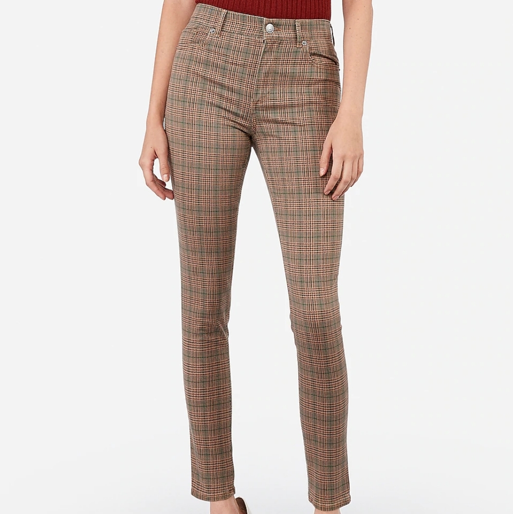 Express High Waisted Plaid Stretch Ankle
